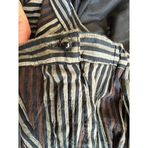 Heteroclite Dark Striped Maxi Skirt w/Gatherings Along Bottom Top Layer Size 40 - Picture 9 of 10